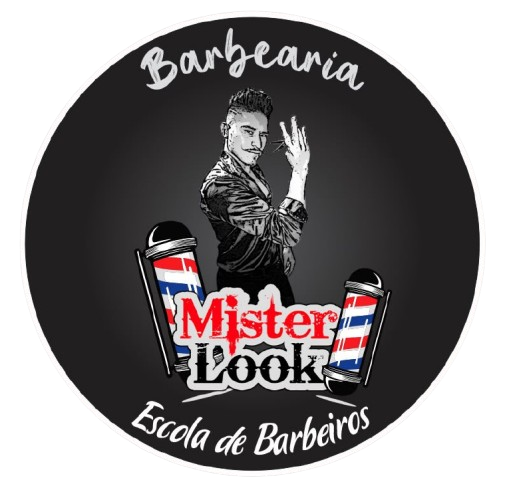 Logo circular da Barbearia MisterLook, Escola de Barbeiros